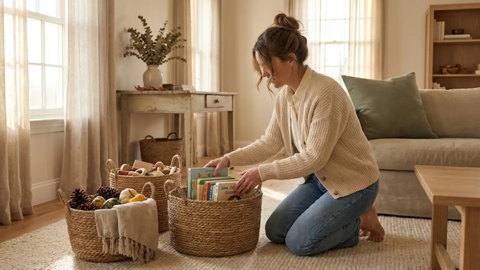 Hannah organizing her home in a calm, practical way